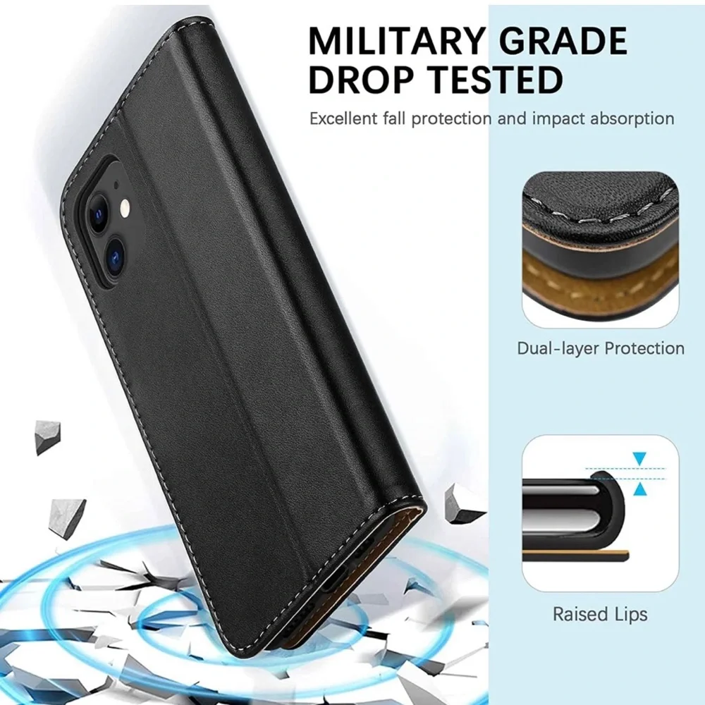 iPhone 11 mag flip phone case - Black Brown